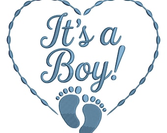 It's a Boy Stickdatei, Baby Fussabdrücke, Neugeborenen Ankündigung (Stickdatei)
