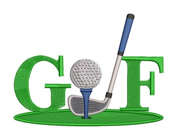 Golf Word Art – Club & Ball Embroidery Design