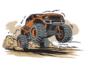 Monster Truck Embroidery Design: Off-Road Vehicle Machine File
