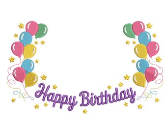 Happy Birthday Balloons – Party Embroidery Design File