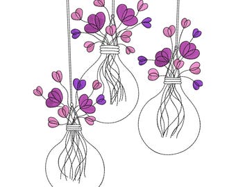 Hängendes Glas Blumen Stickmuster, Glühbirne Blumenmuster