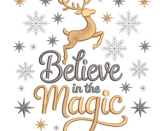 Believe in the Magic – Christmas Reindeer Embroidery File