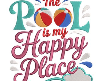 Pool Quote Embroidery Design: Summer Beach Ball Machine File