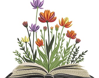 Blooming Flowers Book Embroidery Design: Literary Garden File