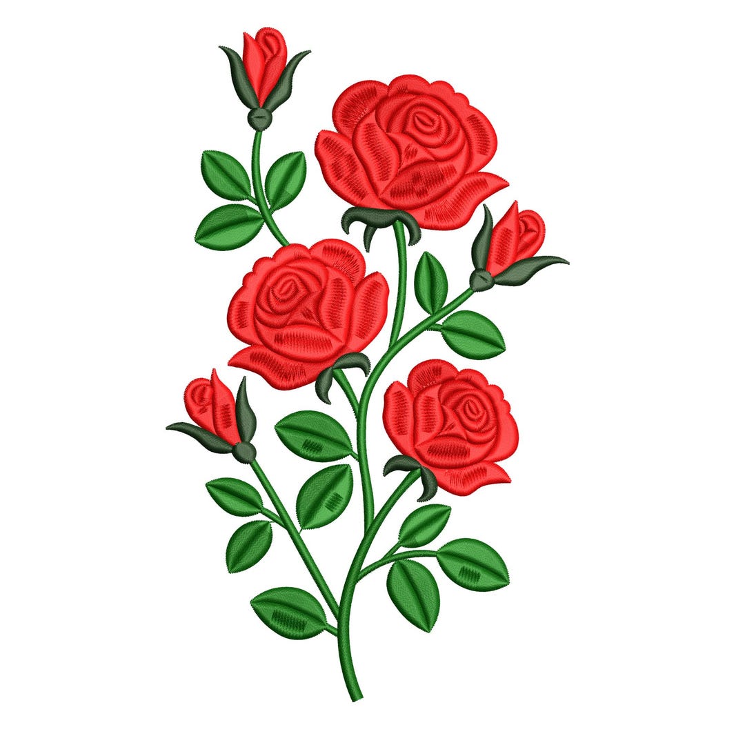 Red Roses Handmade Design Red Roses Bouquet Embroidery Design – Floral Spray Machine Embroidery ...