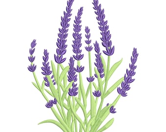 Lavender Flower Embroidery Design: Botanical Herb Garden File