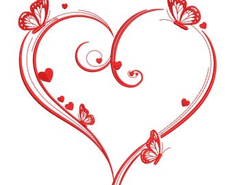 Butterfly Heart Swirl – Elegant Valentine Embroidery