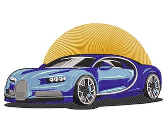 Disegno da ricamo per supercar blu: file per macchina per auto sportive di lusso