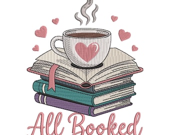 All Booked Coffee – Machine Embroidery Design