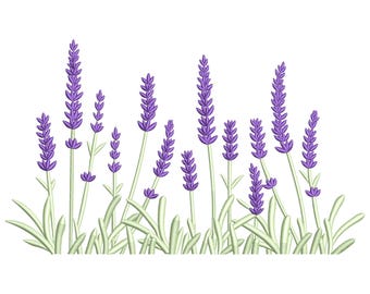 Lavender Embroidery Design: Purple Herb Flower, Botanical Garden Border