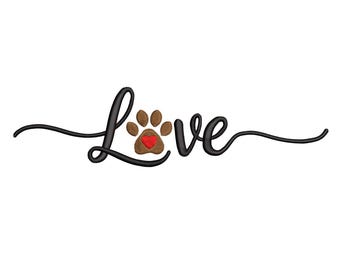 Love Paw Print Herz – Stickdatei Tierliebhaber