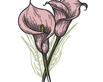 Pink Calla Lily Duo – Elegant Floral Embroidery Design