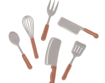 Juego de utensilios de cocina – Diseño de bordado de herramientas de chef