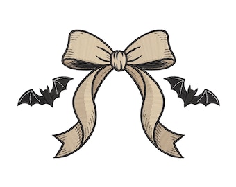 Halloween Ribbon Bow & Bats – Machine Embroidery