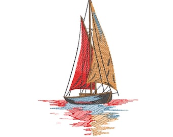 Segelboot Spiegelung – Nautische Stickdatei