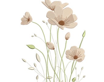 Wildblumen Wiesenstil - Neutrale Blumenstickerei