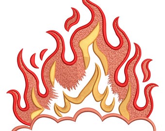 Flame Embroidery Design – Fire Patch Machine Embroidery File for Jackets, Hats, and Crafts