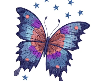 Starry Butterfly – Colorful Wings Embroidery Design