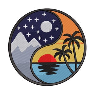 Yin Yang jour et nuit – Écusson de broderie pittoresque