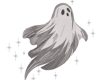 Spooky Sparkle Geist Stickdatei – Vintage Halloween Stickdatei