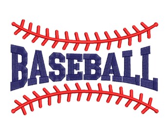 Baseball Text – Curved Stitch Embroidery Design