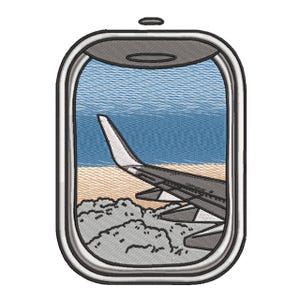 Airplane Window View – Travel Embroidery Design