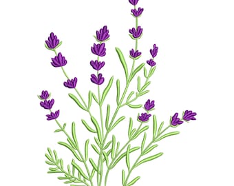 Lavender Flower Embroidery Design, Elegant Botanical Machine Embroidery Pattern