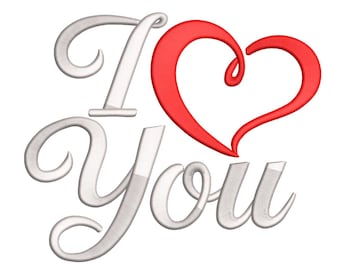 I Love You Heart Script – Valentine’s Day Embroidery File
