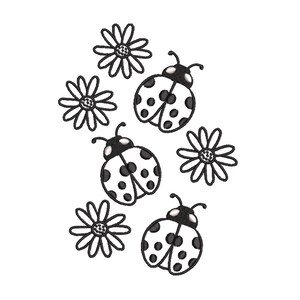 Marienkäfer & Gänseblümchen – Stickmuster für Garteninsekten
