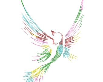 Colorful Flying Bird – Machine Embroidery Design