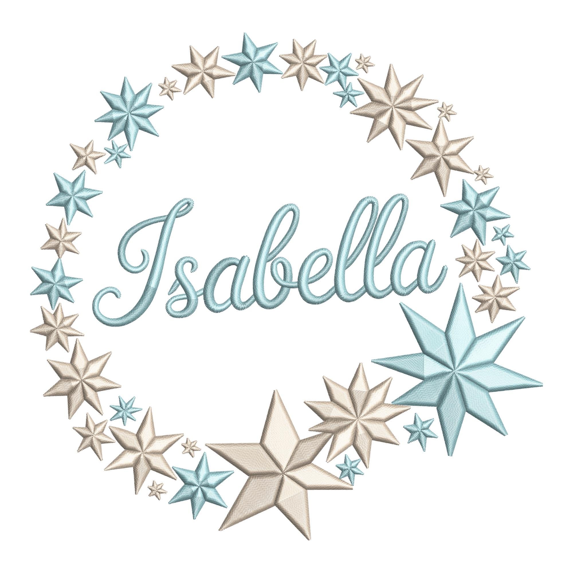 Isabella Star Wreath Embroidery Design – Personalized Name Machine