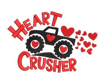 Heart Crusher Truck – Valentine Embroidery Design