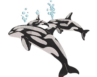 Three Orca Whales – Machine Embroidery Design