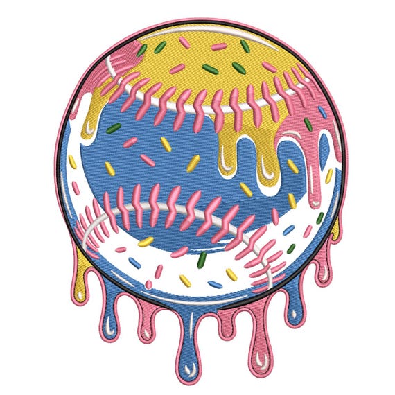 Ice Cream Baseball – Dripping Sprinkles Embroidery Patch