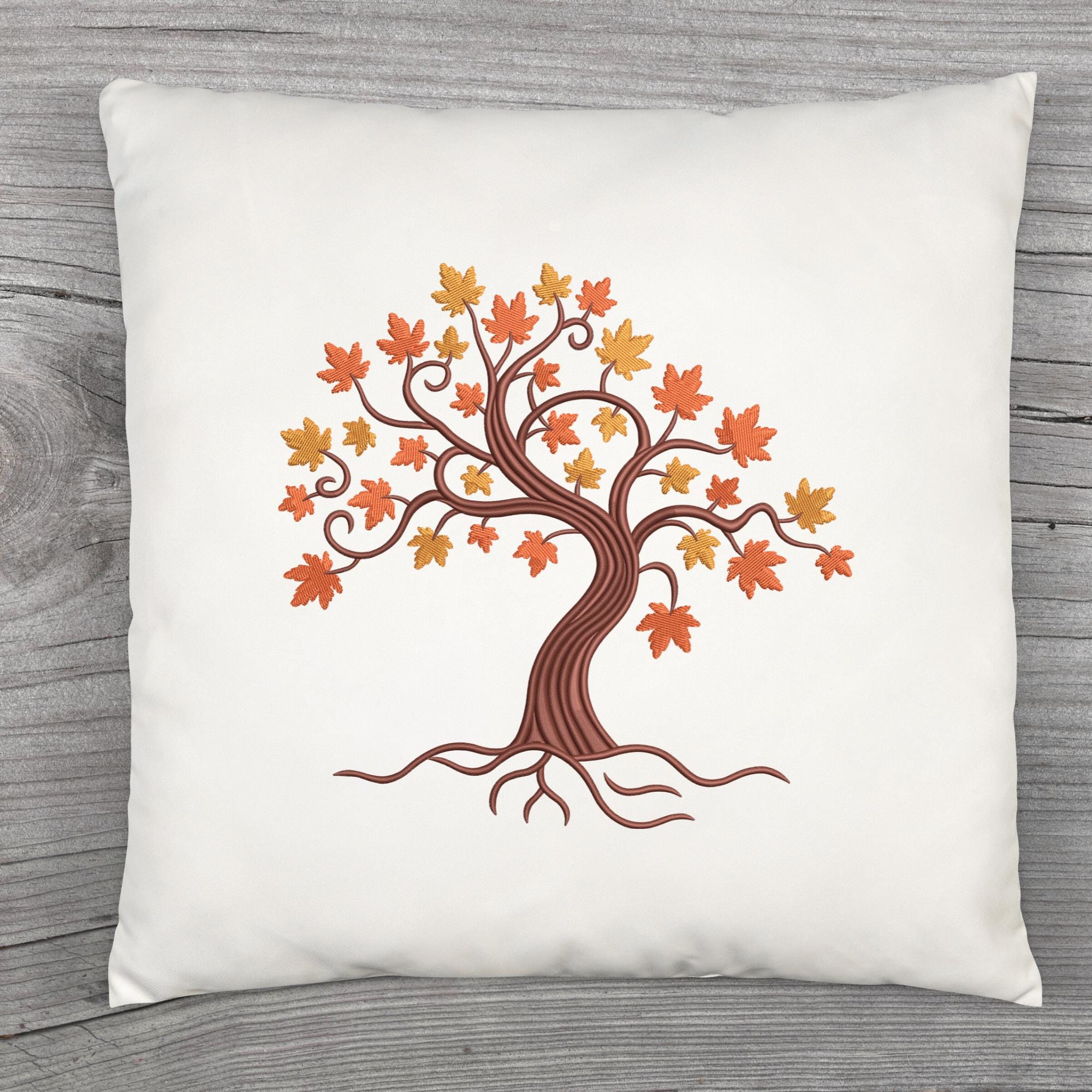 Autumn Tree Embroidery Design – Falling Leaves Swirl (machine ...