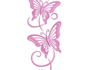 Elegant Pink Butterflies – One-Color Swirl Embroidery File
