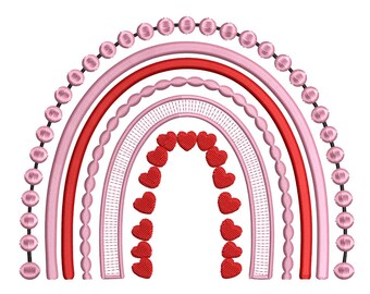 Valentine Hearts Rainbow – Love Embroidery Design