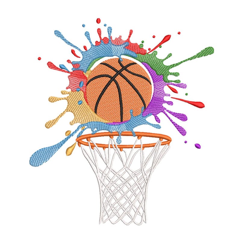 Two Color Basketball Design Color Splash Basketball Hoop Embroidery - Etsy