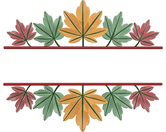 Autumn Maple Leaf Border Embroidery Design – Fall Leaves Divider Machine Embroidery