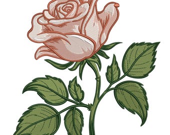 Blush Rose Machine Embroidery Design: Romantic Floral File