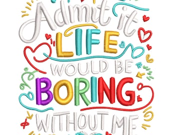 Funny Quote Embroidery Design: Colorful Doodle Machine File (Digital Download