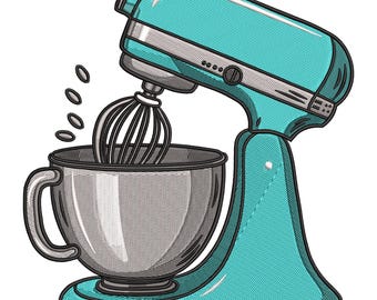 Kitchen Mixer Machine Embroidery Design (Multiple Formats)