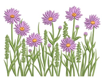 Wildflower Field – Purple Daisy Garden Embroidery Design