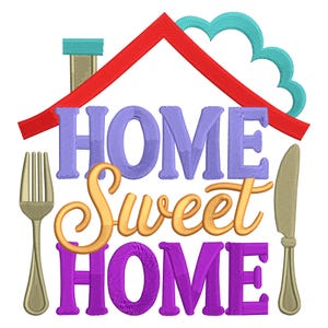 Home Sweet Home Kitchen Embroidery Design – House Utensils Machine Embroidery