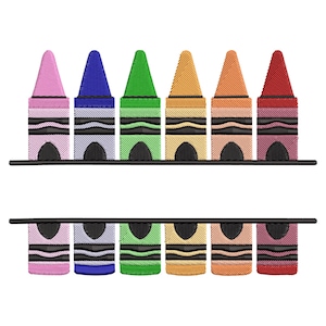 Rainbow Crayon Name Tag Embroidery Design – Back to School Machine File for Kids, Teachers, and Gifts