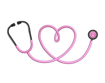 Rosa Stethoskop-Herz - Krankenschwester-Stickerei