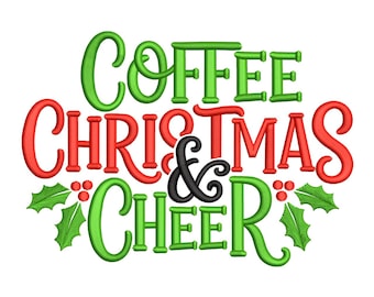 Coffee Christmas Cheer – Festive Holiday Embroidery Patch