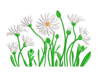 Daisy Bloom Embroidery Design: Spring Floral Stitch Pattern