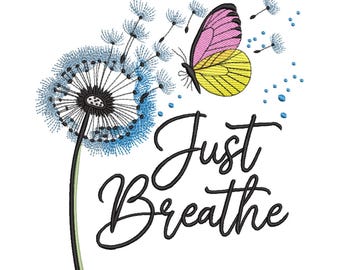 Just Breathe Löwenzahn – Schmetterling Stickdatei
