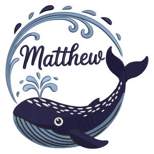Whale Machine Embroidery Design: Nautical Nursery Decor (Digital File)